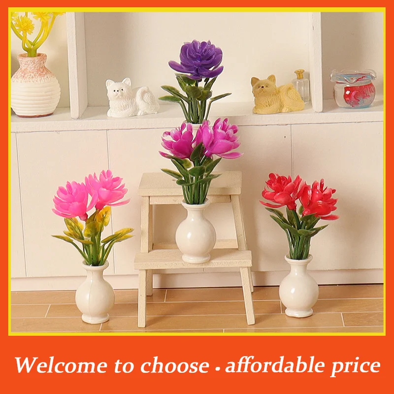 []New 1:12Dollhouse Miniature Vase Potted Plants Flowerpot Bonsai Model Garden Home Decor Toy Doll House Accessories