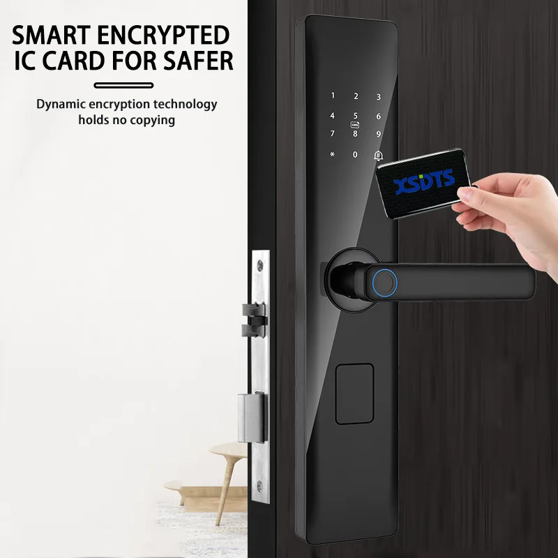 Tuya Smart Lock Wirelss With Fingerprint Password IC Card Unlock Support USB Emergency Charge Handle Direction Adjustable ﻿