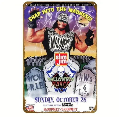 WCW Halloween Havoc 12x8 Metal Tin Sign Vintage VTG WWF ECW PPV 90s Reimpressão