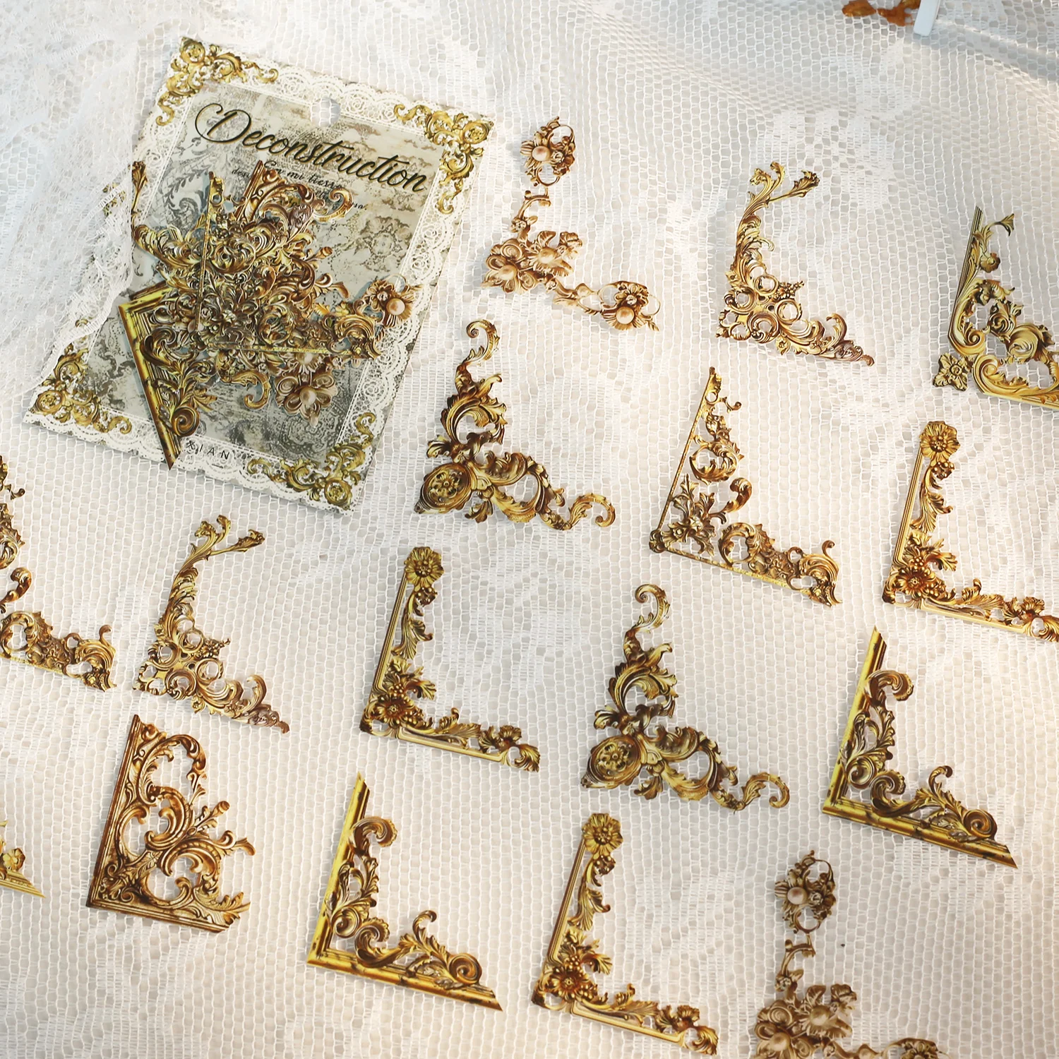 

24 шт., винтажные угловые наклейки в стиле барокко, французский придворный стиль, полые рамки, наклейки для коллажа, мусорный журнал, наклейки для скрапбукинга