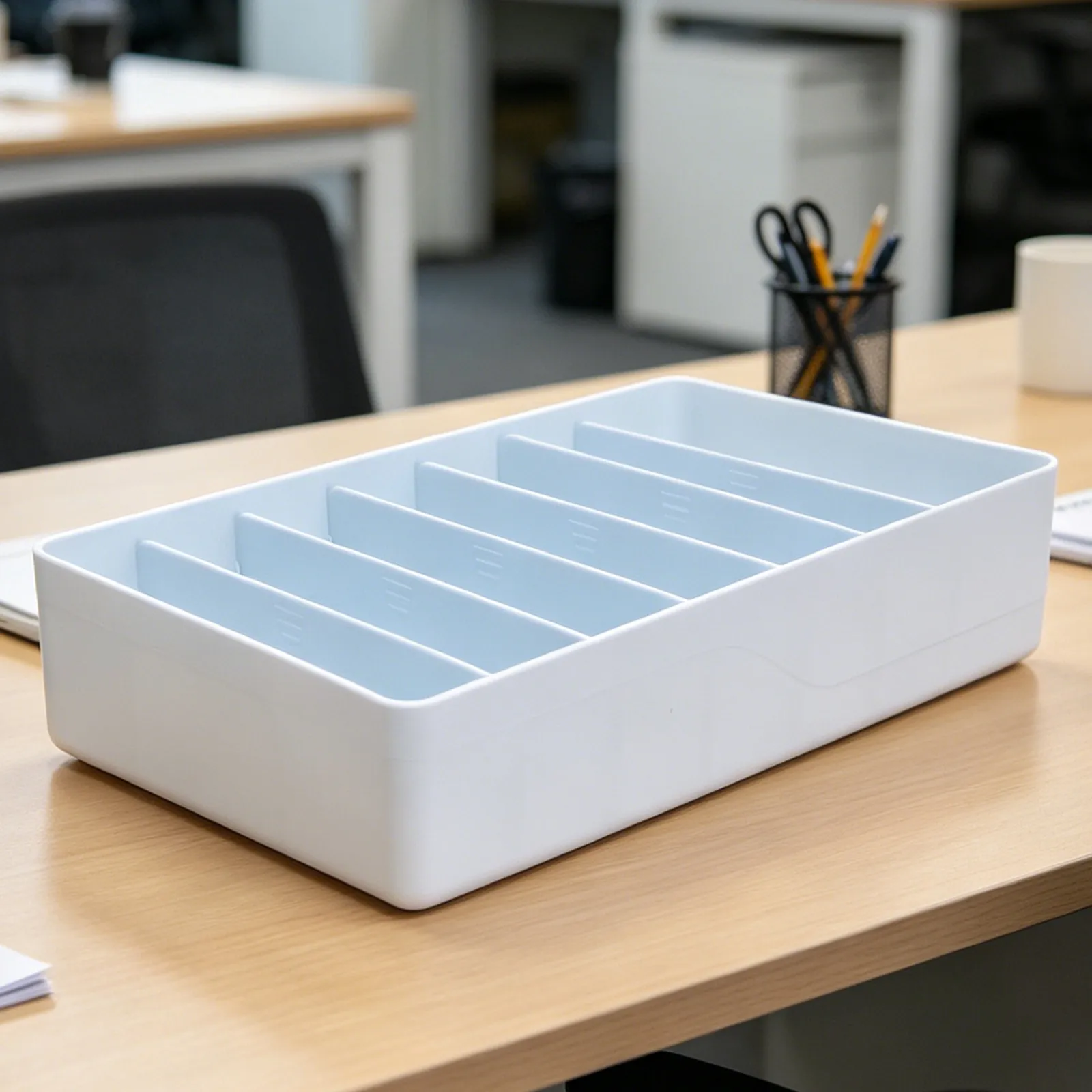 2Pcs Cash Storage Tray Plastic Money Organizer Removable Dividers Desktop Organizer for Cash and Desk Storage Holder