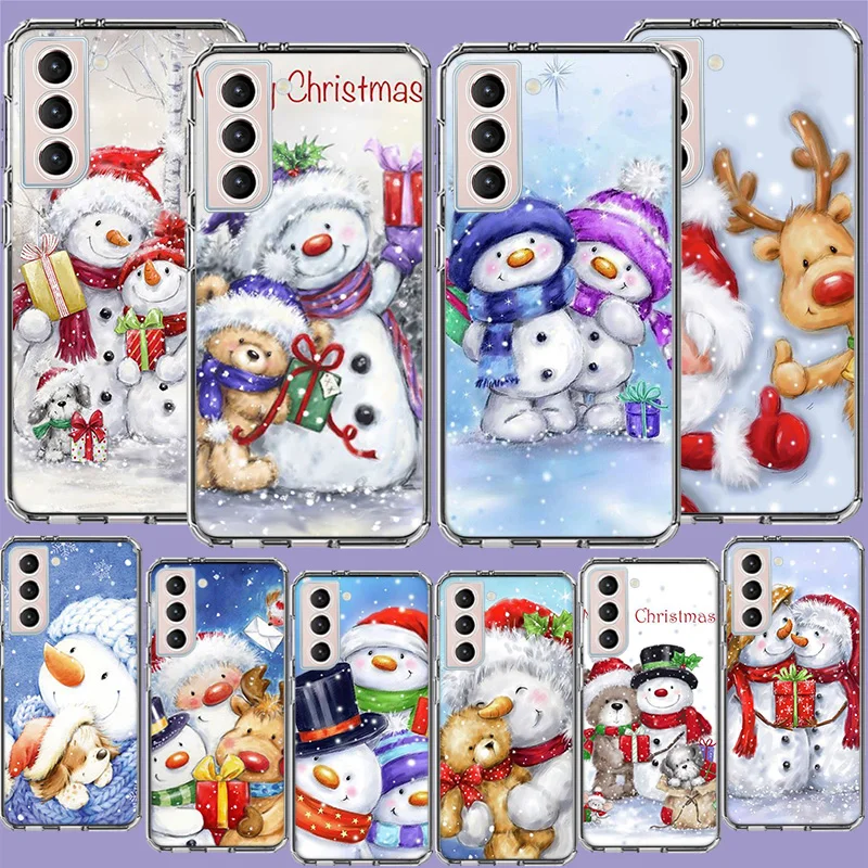 Merry Christmas Snowman Phone Case For Galaxy A15 A25 A35 A55 Samsung A10 A20E A30 A40 A50 A70 A11 A21S A31 A41 A51 A71 A9 A8 A7