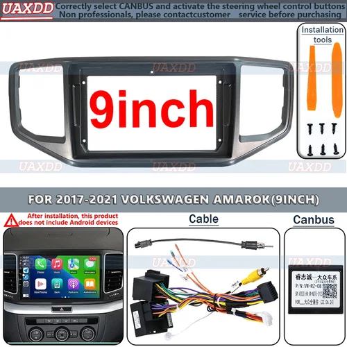 Marco de radio de coche para VOLKSWAGEN AMAROK 2017-2021, banda de 9 pulgadas, Android, GPS, reproductor estéreo MP5, adaptador de tablero de Panel de unidad principal de 2 Din