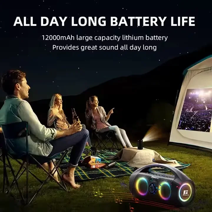 Cyboris F29 120W Super Bass Outdoor Pillar Subwoofer Stereo Hifi Mini Karaoke Machine Portable Speaker With Wireless Microphone