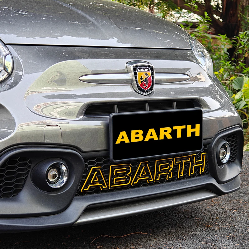 ABS Material 11 Pieces Car Exterior Click On Front Grill Mesh Letter Cover Trims Accessories For Fiat 500 595 695 Abarth Only