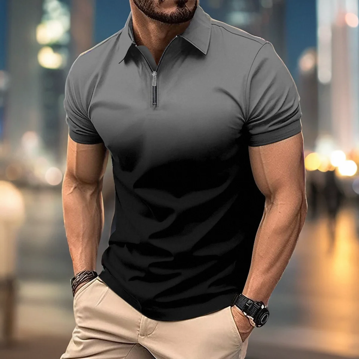 

Men's shirts2024 short-sleeved new summer casual men's 3D printed lapel fashion POLO shirt