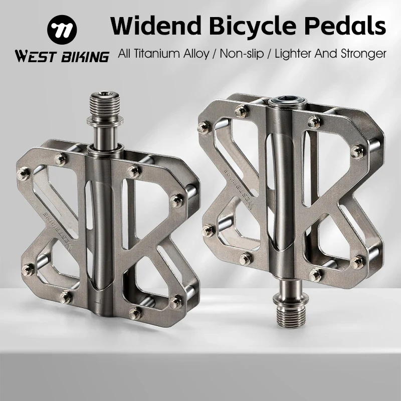 

WEST BIKING Bike Pedals Titanium Alloy 3 Bearings Ultralight Bicycle Pedal Non-slip Road Bike MTB Flat Pedal Cycling Accessories