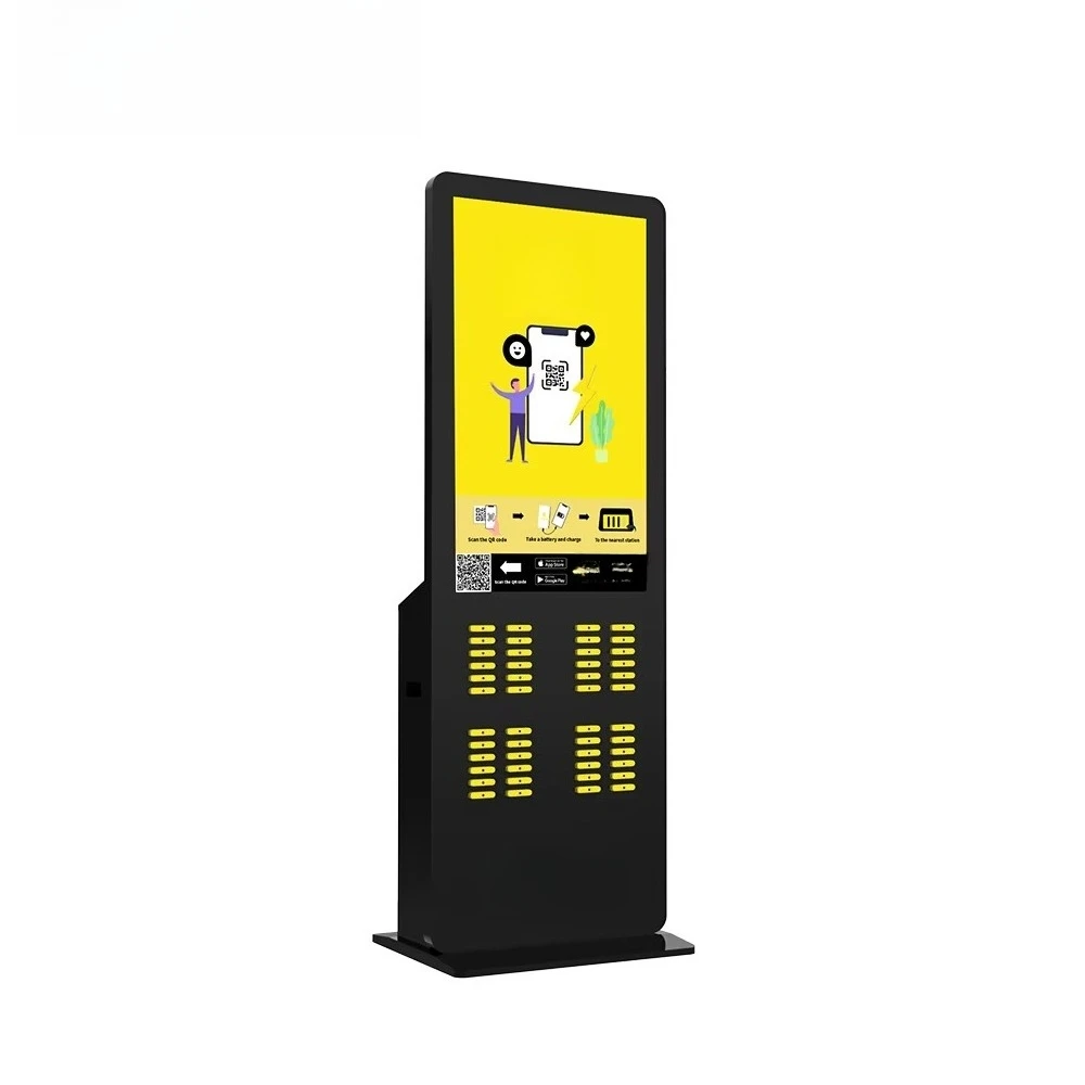 48 Slots Sharing Power Bank Station for Shopping Mall Advertising Rental Dock with 43 Inch LCD Screen Without Power Banks