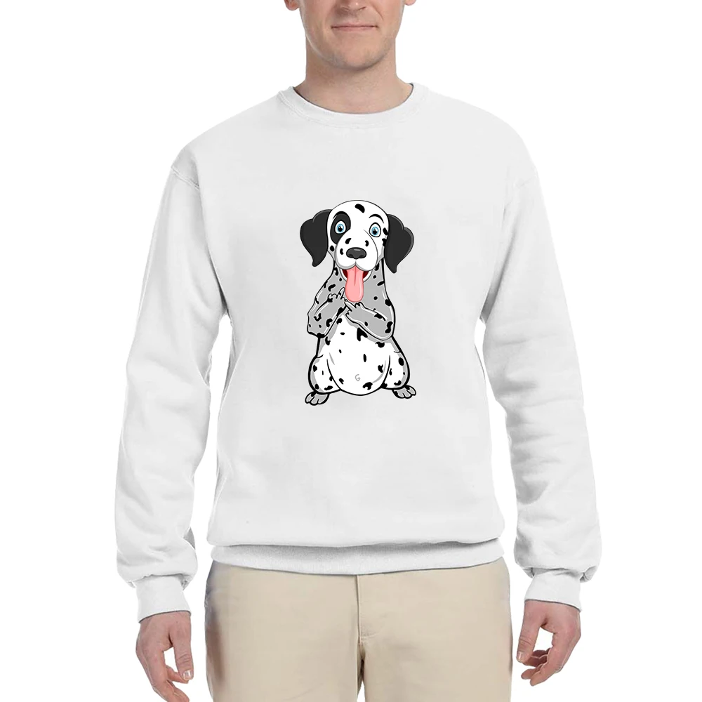 HX Dalmatian Sweatshirt Cute Spotted Dog Middle Finger Printed Pullovers Tops Streetwear Men Women Casual Shirts S-7XL