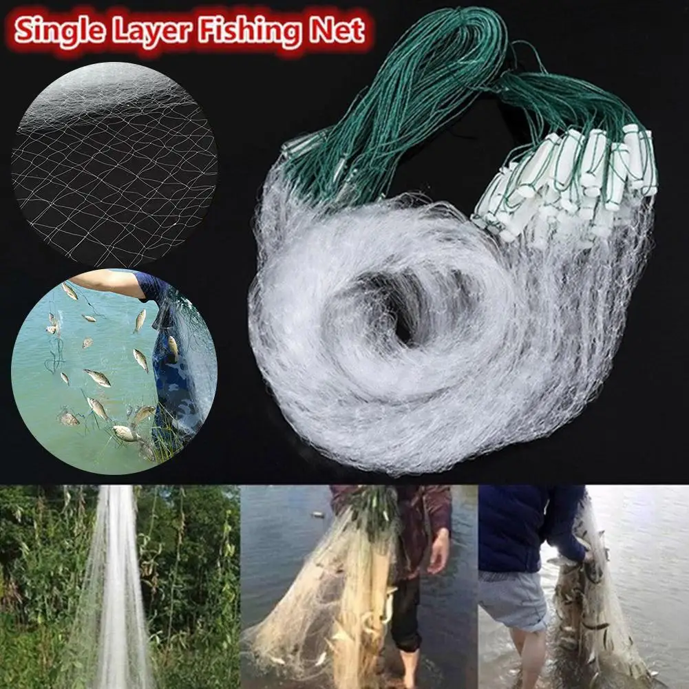 High Quality Nylon Fish Network Hand Cast Monofilament Fishing Net Float Trap Single Mesh Netting Tackle Tool Accessories