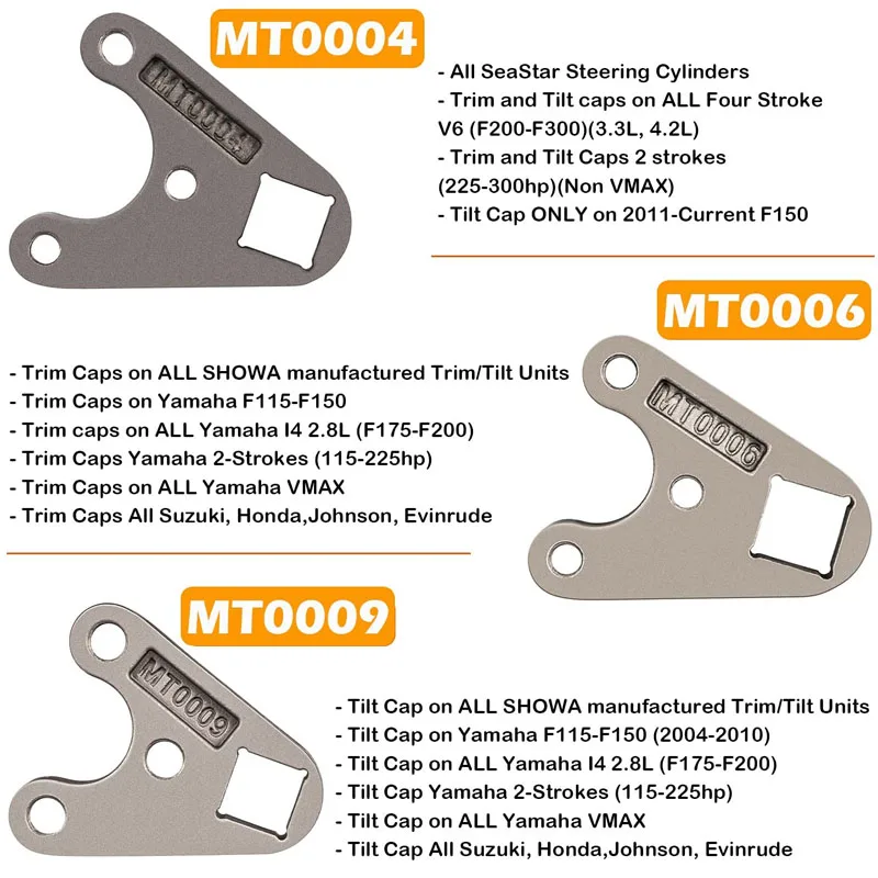 Outboard Trim/Tilt Pin Wrench Set MT0004 & MT0006 & MT0009 For All Yamaha Suzuki Johnson Evinrude Hydraulic Steering End Caps