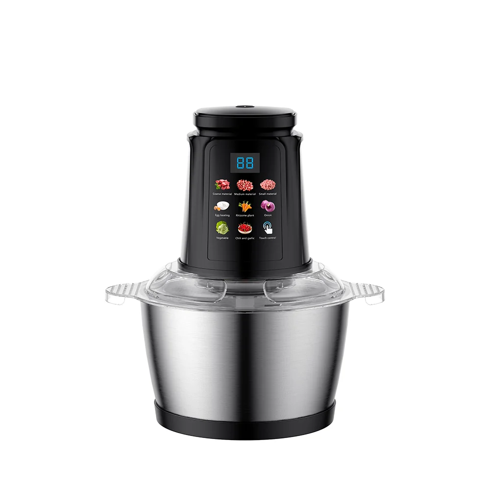 New Design Digital Touch Chopper Stainless Steel Small Best Meat Chopper Automatic 2L 3L Electric Meat Grinder For Sale