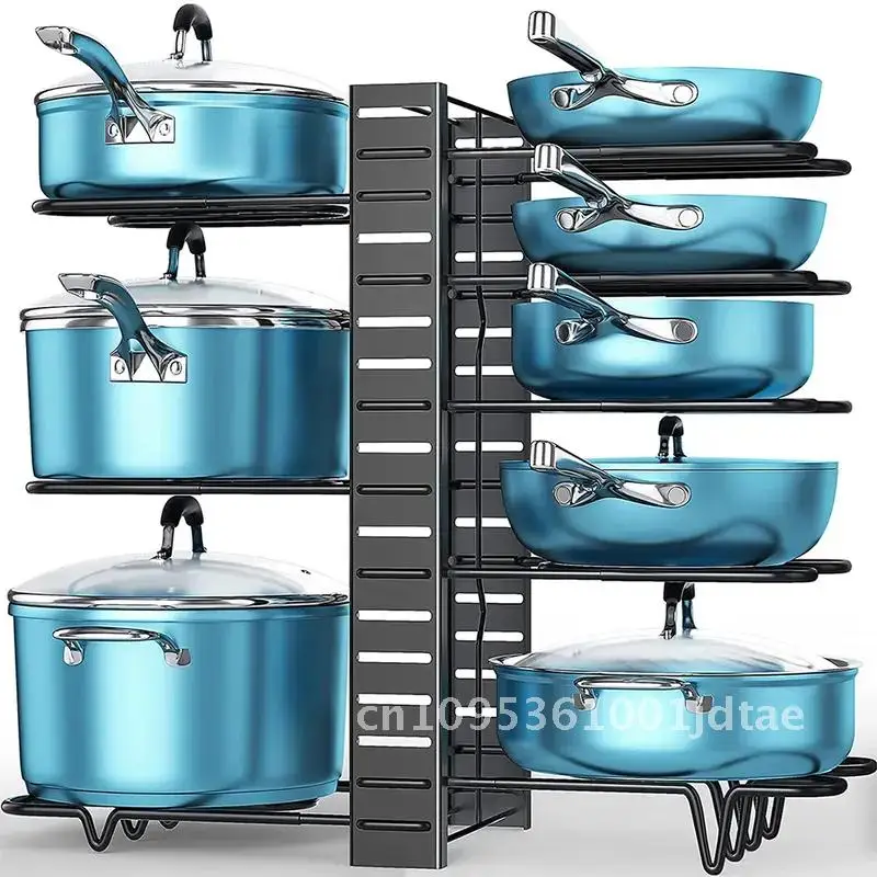 

8-Tier Pan Pot Organizer Rack Adjustable Kitchen Cabinet Pantry Storage for Pots Lids - 3 DIY Methods for Kitchen Organization