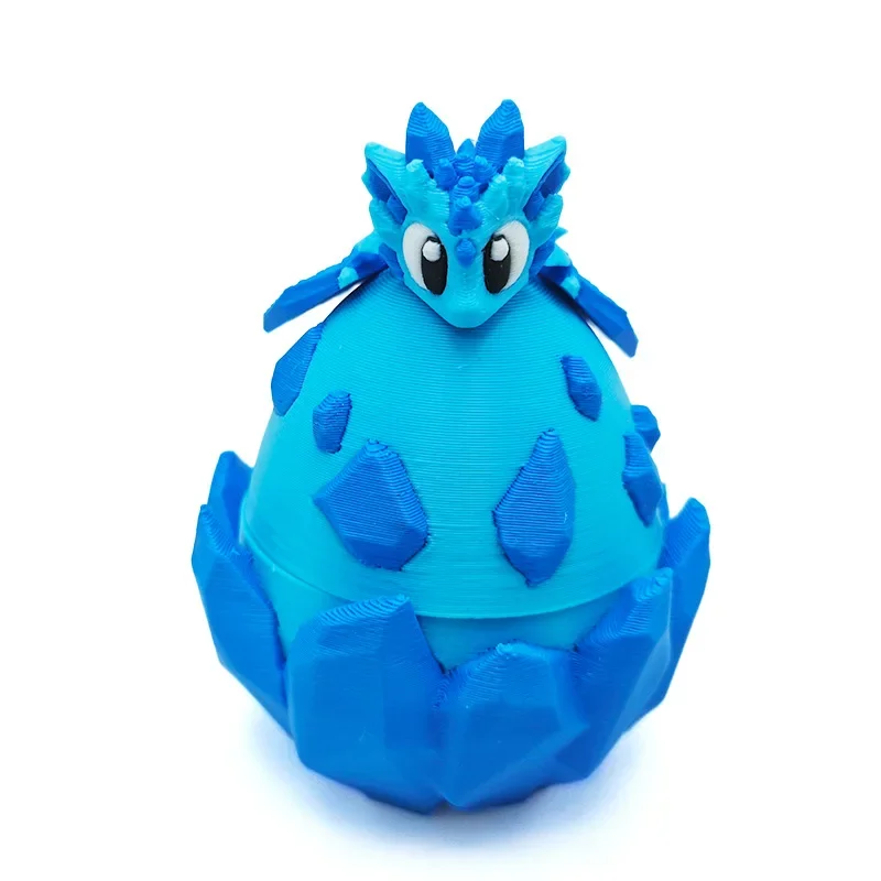 

3D Printed Ice Dragon Egg Tyrannosaurus Rex Joint Movable Handicraft Ornaments, Gifts, Figurines, Animal Models, Home Decoration