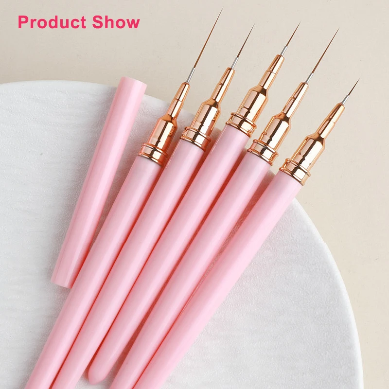 5PCS Nail Art Pens Liner Brushes Set Nail Art Tools For Long Lines Thin Details Fine Drawing Liner Brush UV Gel Polish Painting