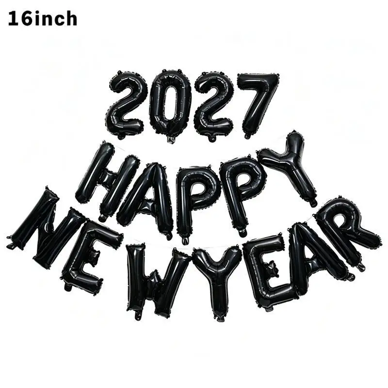 2027 Number Balloons 16 Inch Reusable Easy Inflate Foil Decorations for New Year Christmas Graduation Party