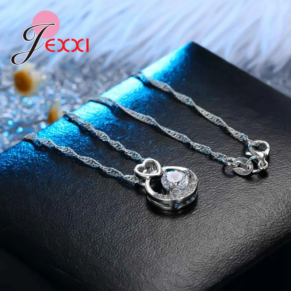 جديد وصول 925 فضة قلادة مستديرة قلادة بنات اكسسوارات الزفاف النساء الفاخرة تشيكوسلوفاكيا حجر الراين مجوهرات #5
