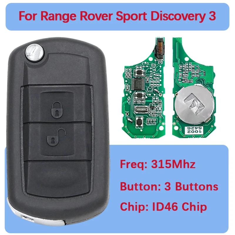 

CN004001 Aftermarket 3 Buttons Remote Flip Fob 315Mhz PCF7941 Chip Narrow Blade For Land Rover For Discovery Sport 2005-2011