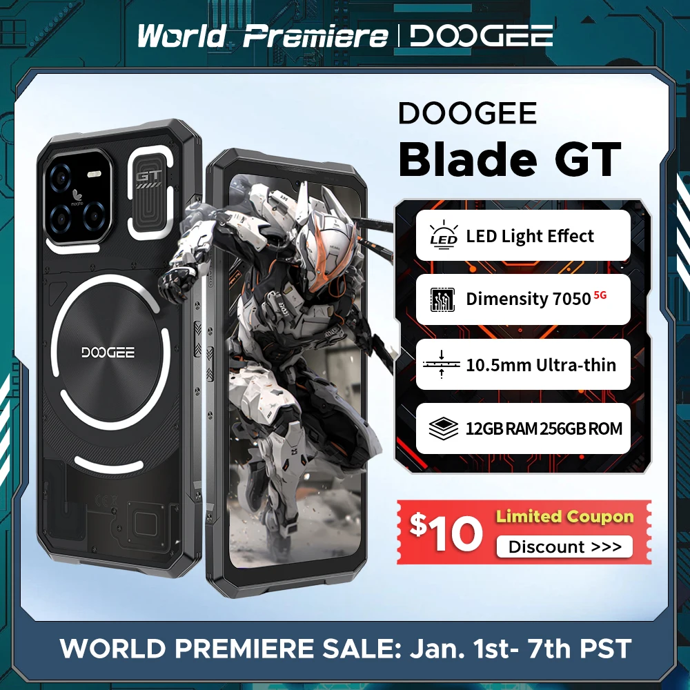 World Premiere DOOGEE Blade GT Rugged Phone 6.72'' FHD+ 120Hz LED Light Effect 12GB RAM 256GB ROM 5500mAh Battery Android 14