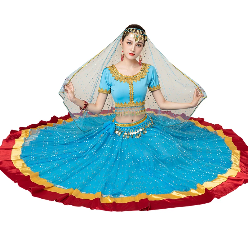 Women Belly Dance Outfits Indian Dance Bollywood Dress Costume Set Party Festival Halloween Performance Top Long Skirt