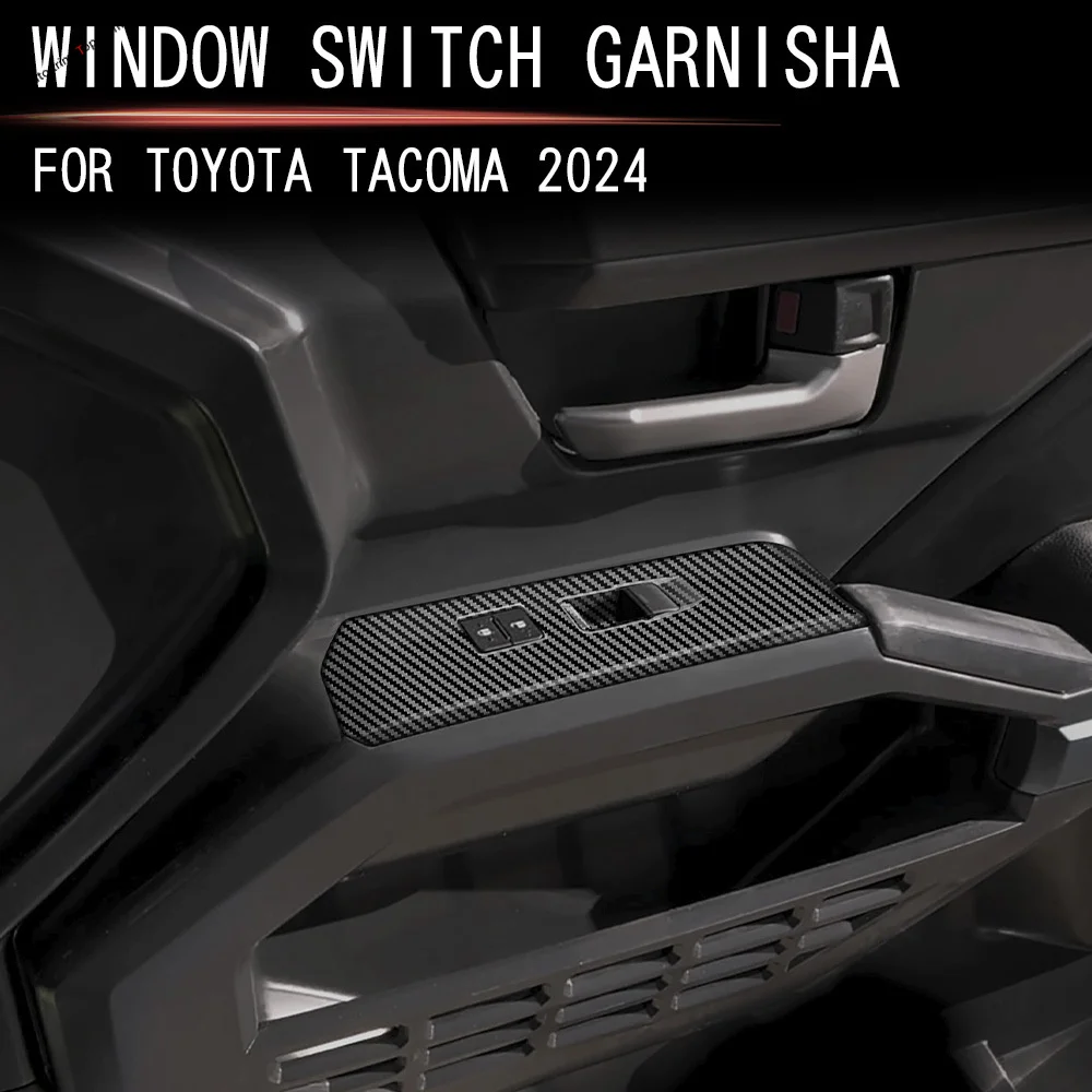 

ABS Carbon Fiber Style Window Lift Button Inner Door Sills Cover Trim Fit For Toyota Tacoma 2024 2025 Decoration Accessories