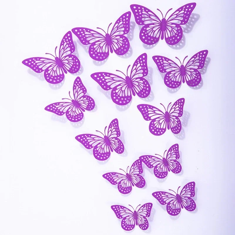 12pcs Cake Decorations 3D Hollow Butterflies Happy Birthday Cake Toppers for Birthday Cakes Dessert Baby Shower Decor Butterfly