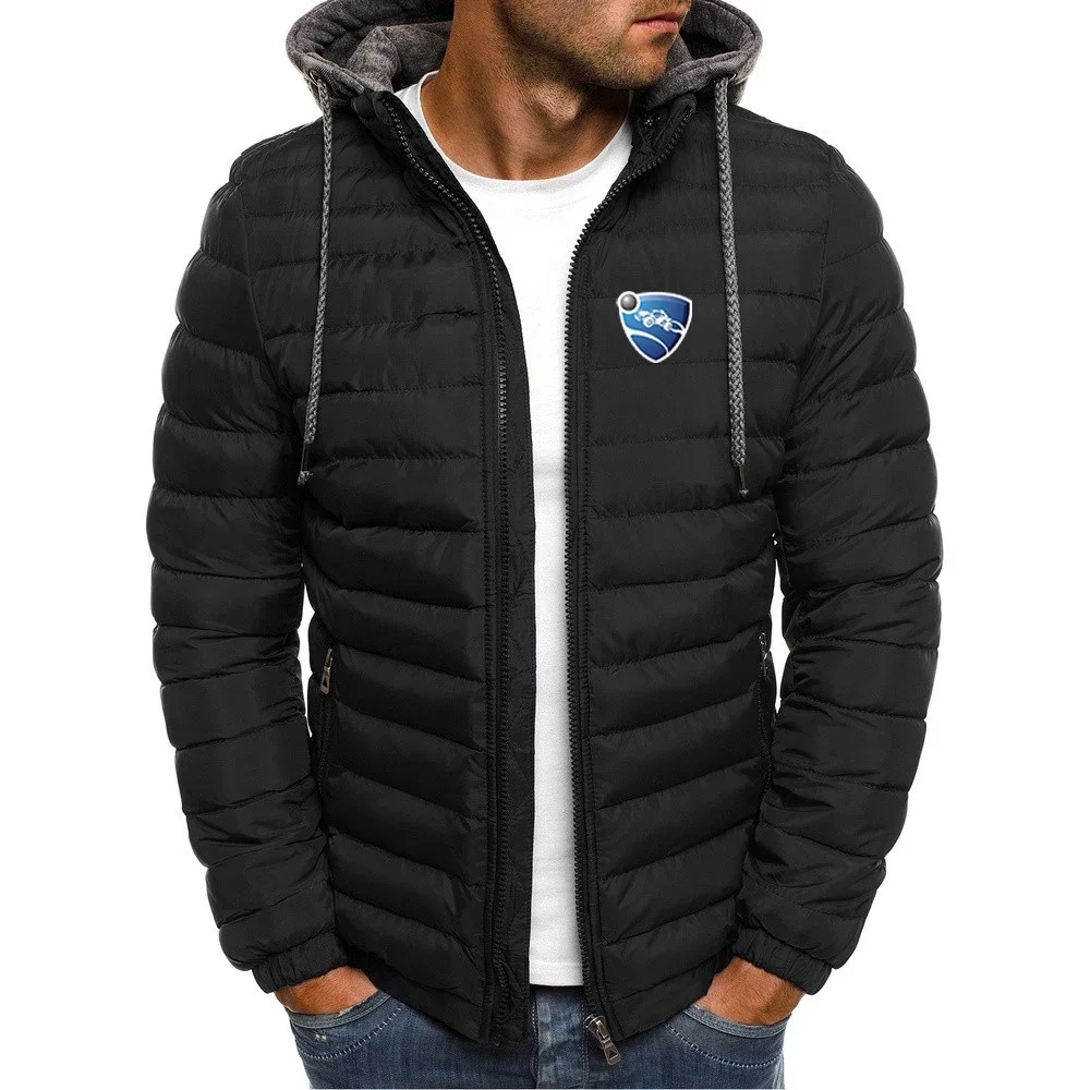 Rocket League 2024 Men New Winter Warmer Windproof Cotton Jacket Fashion Casual Man Zipper Hooded Printed Cardigan Coats Tops