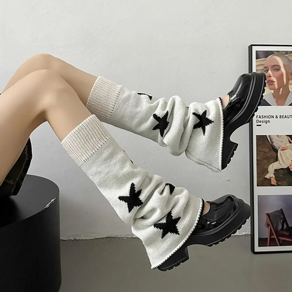 

Foot Cover Five Pointed Star Knitted Foot Cover Y2K Double-sided Wear Lolita Boots Cover Sweet Kawaii Long Tube Sock Girl