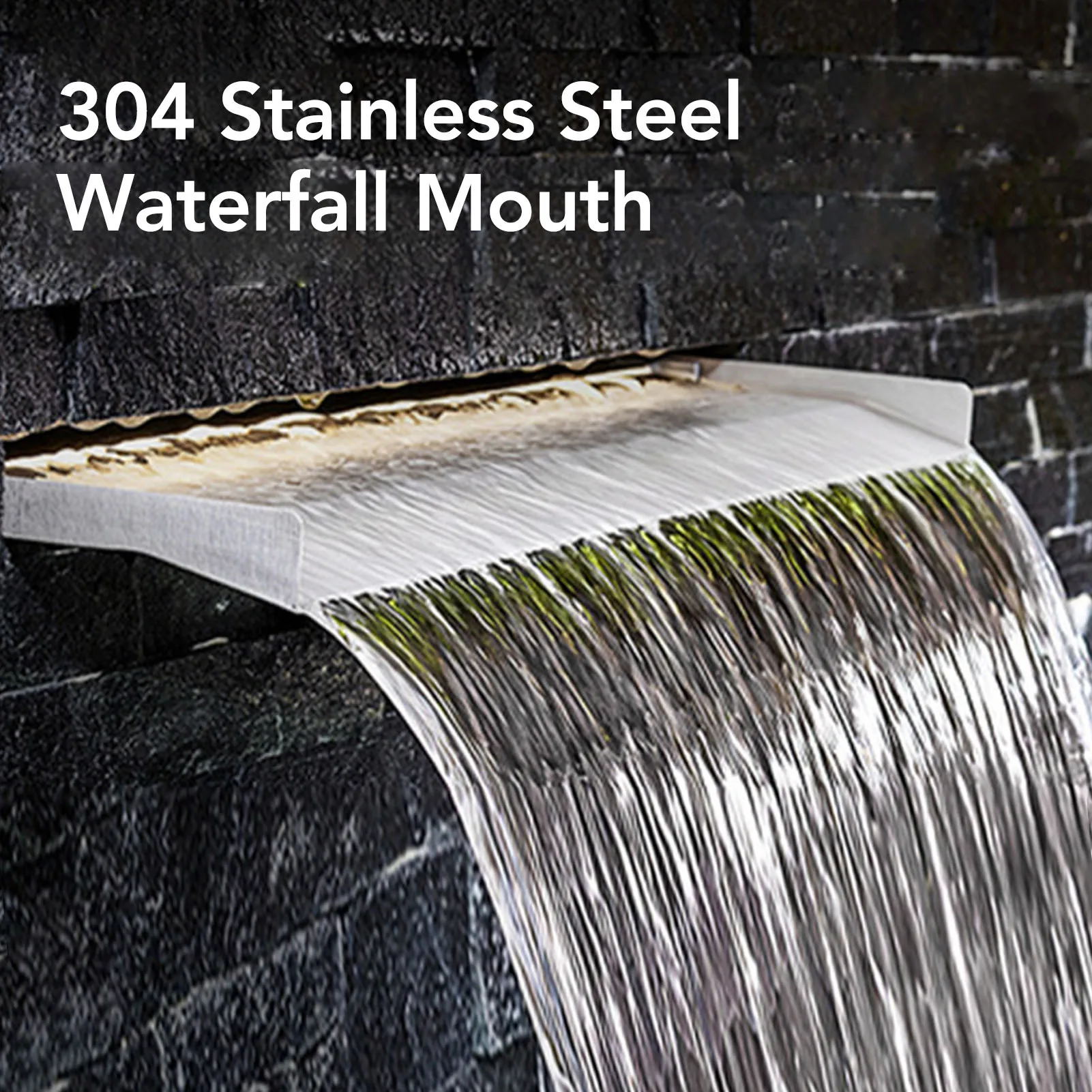 

Waterfall Spout Waterfall Outlet 304 Stainless Steel Decorative Waterfall Fountain Spillway for Courtyard Garden Villa Pool