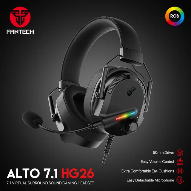 FANTECH ALTO 7.1 HG26 Gaming Headset Witch Noise Cancelling Detachable Microphone Surround Sound RGB Wired USB Headphone For PC AliExpress