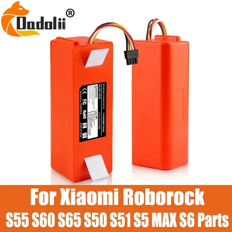 

14.4V 5200-12800mAh Robotic Vacuum Cleaner Replacement Battery For Xiaomi Roborock S55 S60 S65 S50 S51 S5 MAX S6 Parts