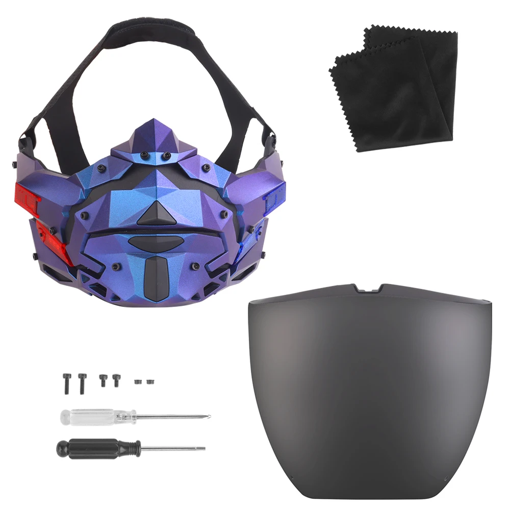 Máscara Cyberpunk Luz Nocturna Facial Táctica para Airsoft y Paintball - imagen 5