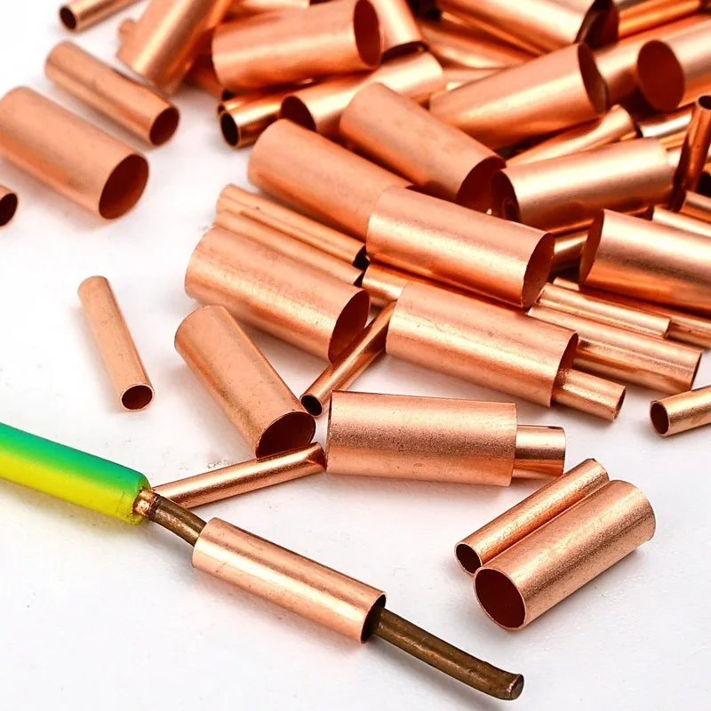 Copper Connecting Tube Terminals Cable Lug Crimp Ferrule Lug Small Copper Tube Electrical Wire Connector Kits Pipe Wire Joint