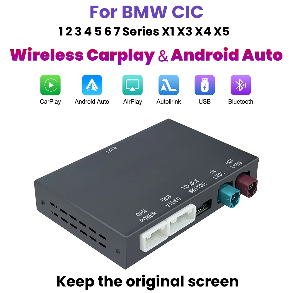 Wireless CarPlay Android Auto Retrofit Kit Decoder Box For BMW CIC 1 3 5 6 7 Seires X1 X3 X5 X6 Z4 Mirror link