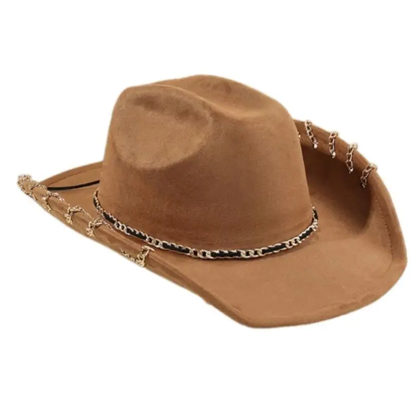 

31BB Classical Homburg Hat Cowboy Hats Gift for Boyfriend Top Hat Wide Brimmed