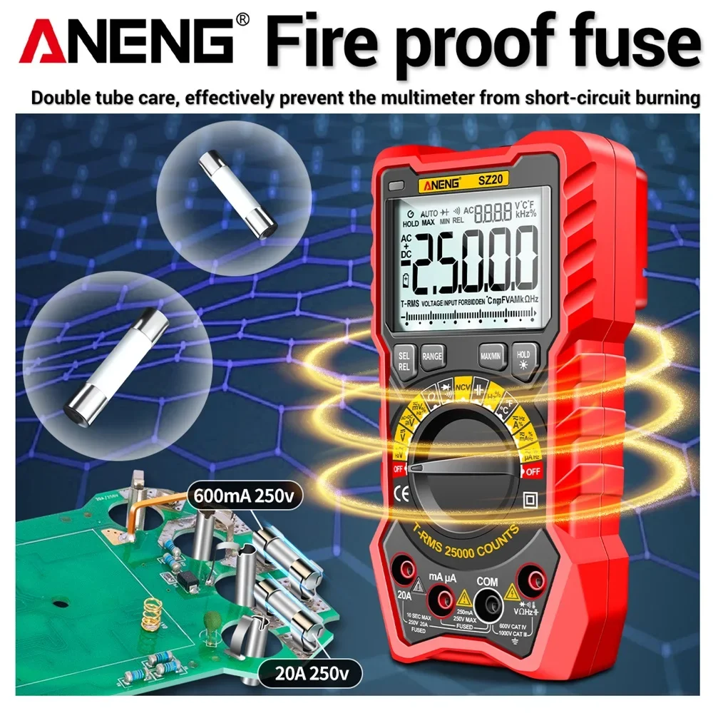 ANENG SZ20 Industrial High Precise 25000 Counts Autorange Car Multimeter NCV Smart Tester LCR Meter Multimetro Multitester Tools