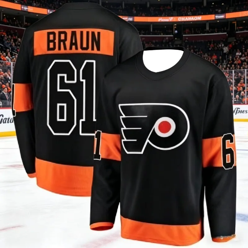 2026 Men's New Style American Hockey Training Suit 3D Printed Embroidery Breathable, Moisture-Wicking Long-Sleeved T-Shirt Kids