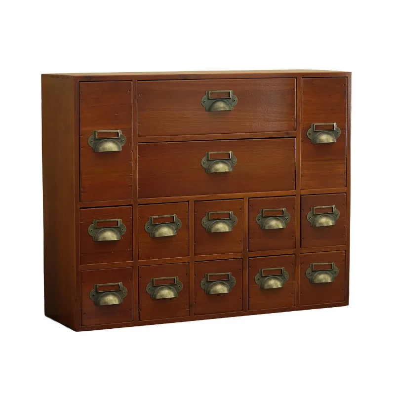 Vintage drawer Chinese medicine cabinet, multi-layer rectangular small cabinet