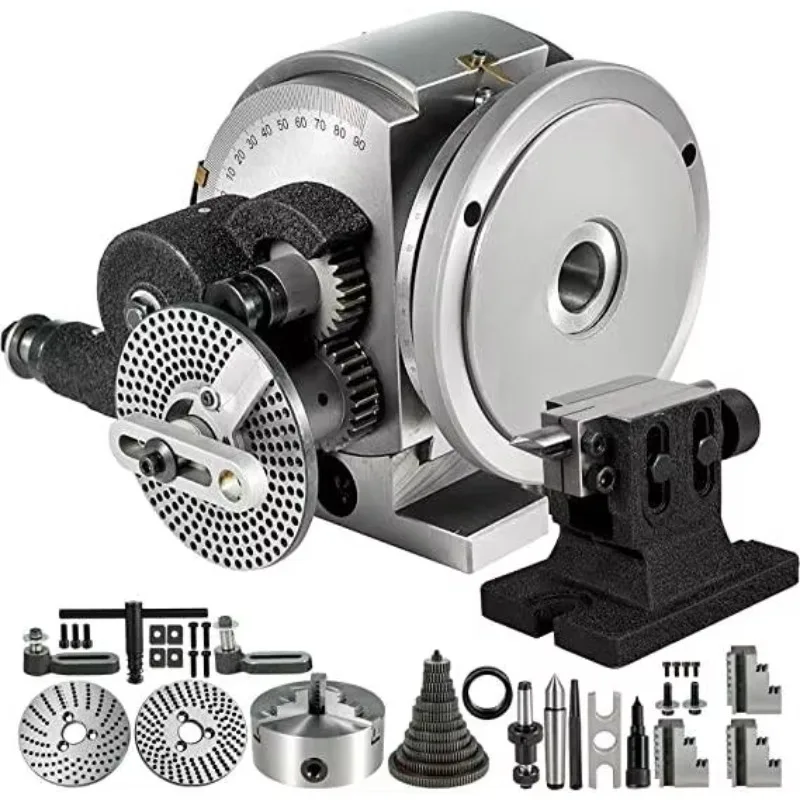 Semi-universal precision milling machine indexing head kit, three-jaw self-centering lathe chuck, steel