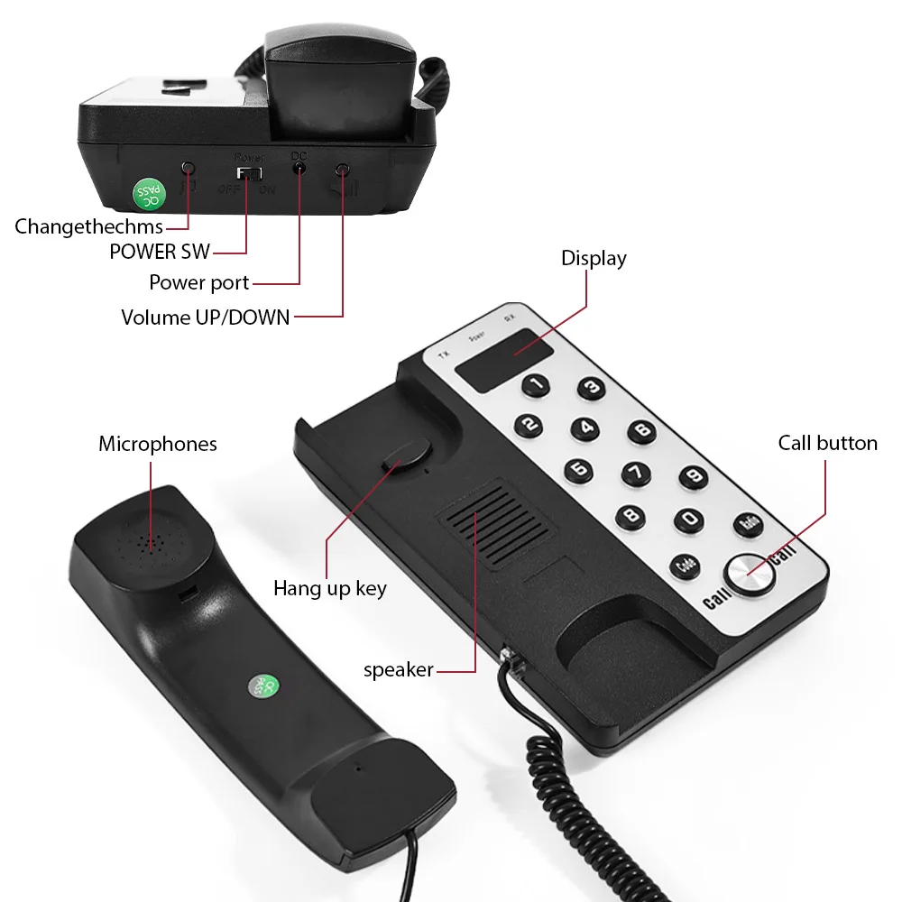 HT12 Wireless Intercom System Office Intercom Machine with LCD Screen 433MHz 3280ft Range Adjustable Volume Telephone Intercom