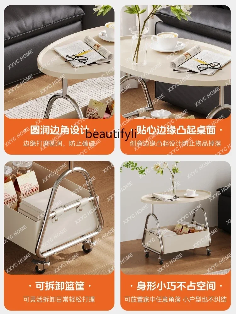 Living room sofa side table removable coffee table light luxury high-end creative bedside side cabinet, shelf R