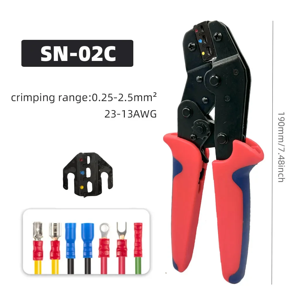 SN-02C Crimping Plier Set For Tube Type Pre-insulated Bare Terminals Plug-in Spring Connector Terminal Crimping Tools