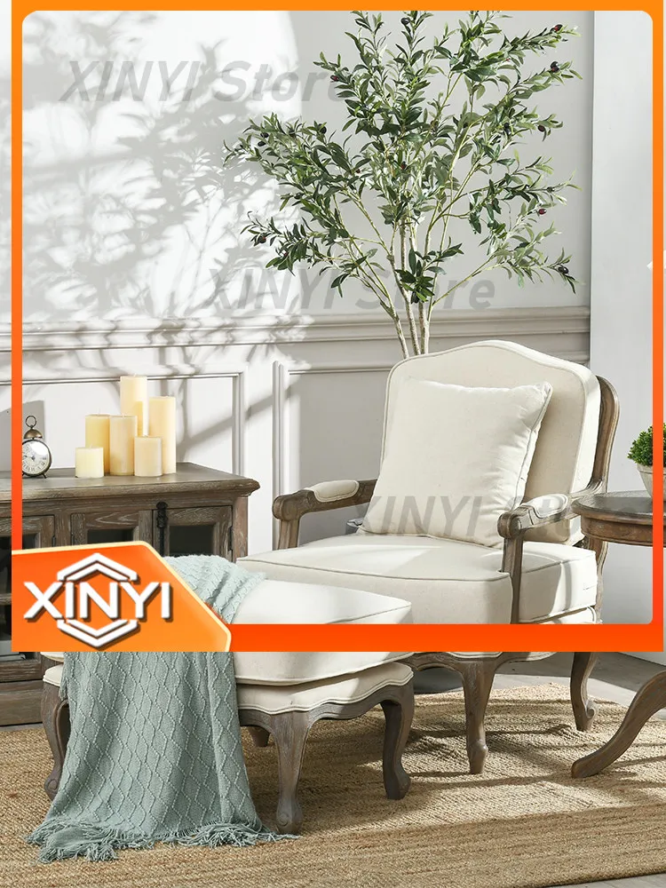 Soft Fabric Rattan Bag Sofa with White Oak Frame for American French European Country Style North American Solid Wood