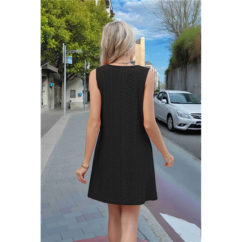 【SEE】Vestidos de verano para mujer, corte holgado, cuello en V, sin mangas, vestido hawaiano de playa con bolsillos