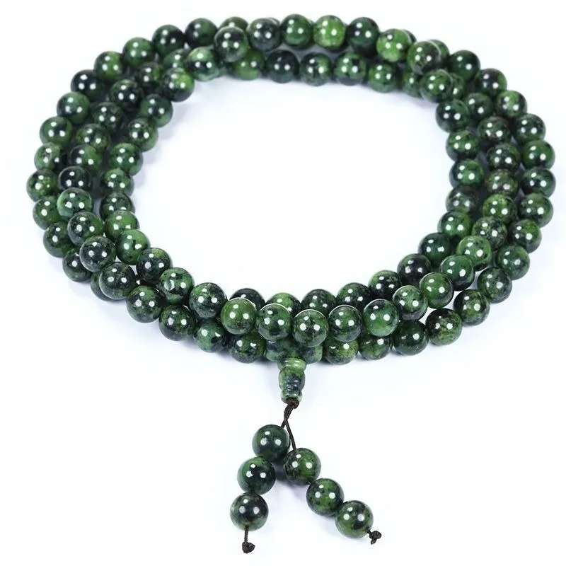 Tibetan Jade Natural Medicine King Stone Buddha Beads Men's and Women's Round Bead Necklace Sweater Chain