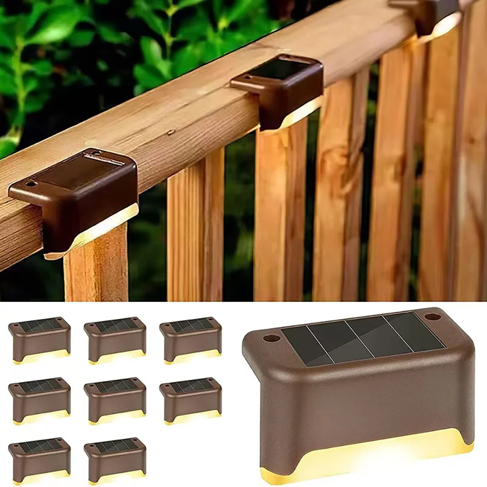 4pcs LED Solar Stair Lights Waterproof Outdoor Night Lamp for Garden Patio Deck Fence Courtyard Driveway Walkway Yard