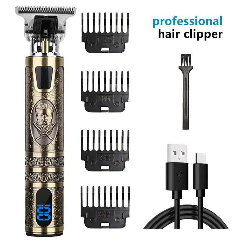 Electric Hair Clippers Shavers Bronze Digital Display Electric Hair Clippers Professional Carving Shavers Hair Cutting Clippers