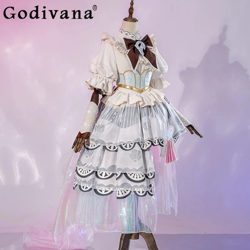 Damski Słodki Zestaw Sukienki w Japońskim Stylu z Kokardą Słodka Dziewczyna Lolita Cos Outifits Ubrania Garnitur Kawaii Krótki Rękaw Kostium Cosplay