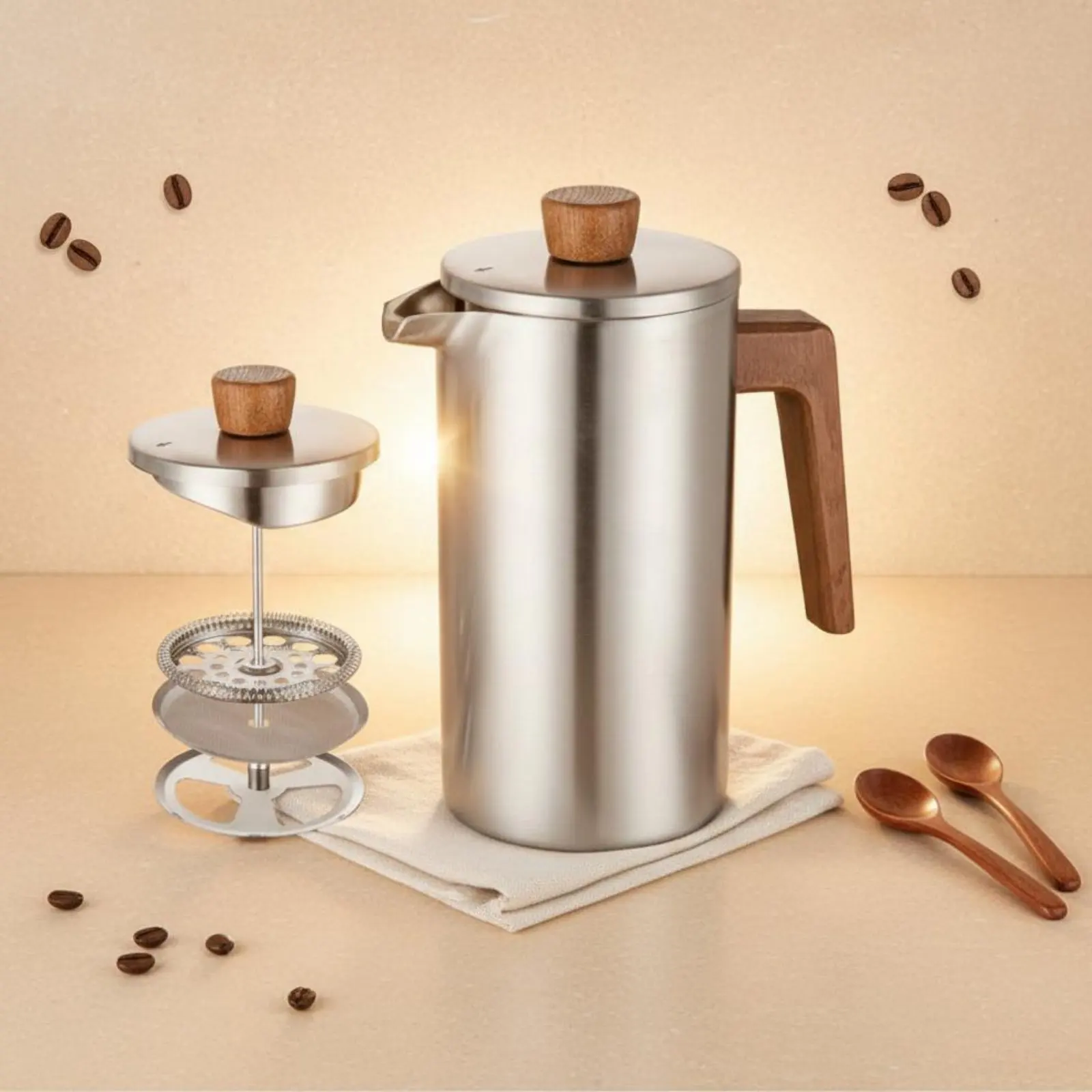 

Coffee Press Coffee Brewer Easy to Clean Stainless Steel Coffee Press Cafetière Food Grade Materials 34 Ounce Coffee Plunger