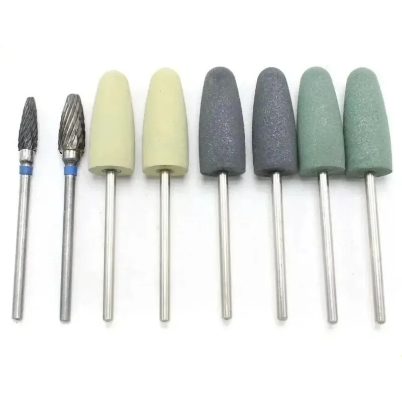 8Pcs Dental Grinding Polishing Burs Set Rotary Tool Polishing Heads for Dental Lab Resin Denture Work